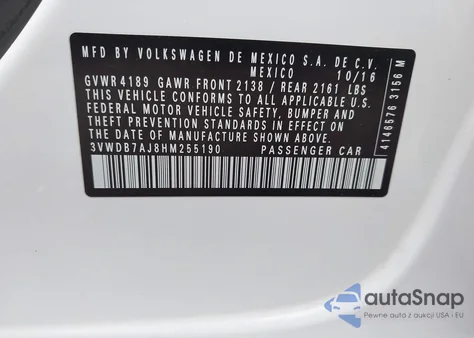 2017 Volkswagen Jetta 1.4T Se из США, поврежденный, VIN 3VWDB7AJ8HM255190